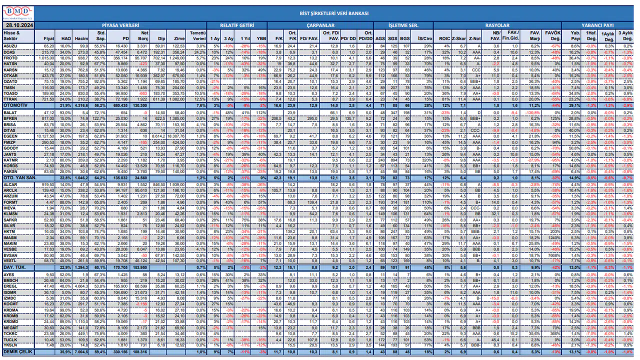 BMD Araştırma’dan BİST şirketleri veri bankası