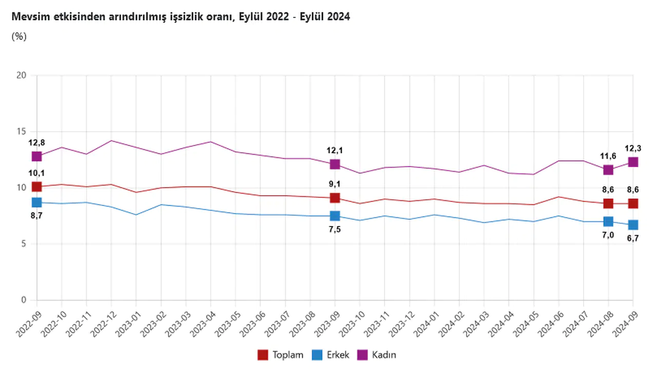 TÜİK – Türkiye’de işsizlik oranı Eylül’de değişim göstermedi